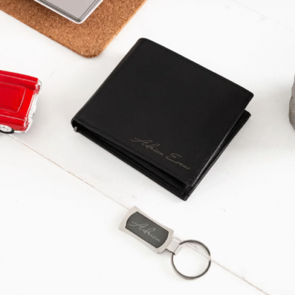 Customized anniversary gift set with engraved wallet, pen, and accessories – elegant gift for husband or boyfriend