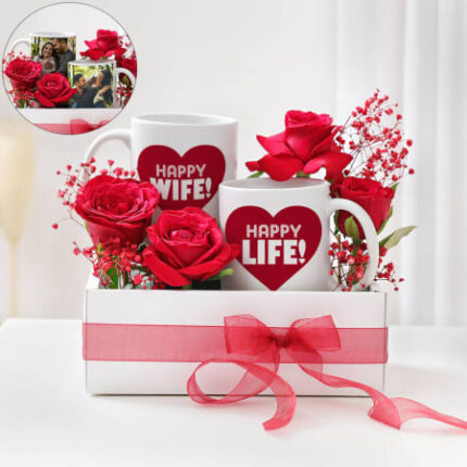 Luxury anniversary gift box with personalized keepsake, chocolates, candle, and card – romantic gift for couples