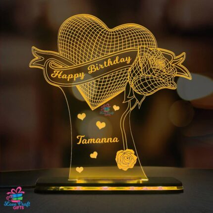 Personalized birthday gift lamp with engraved name and custom message – romantic LED light for anniversary or birthday celebration