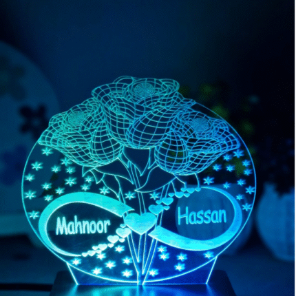 Personalized Valentine’s gift lamp with engraved names and heart design – romantic LED light for anniversary or love occasions