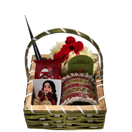 Luxury gift basket with chocolates, candles, and personalized items – elegant curated hamper for all occasions