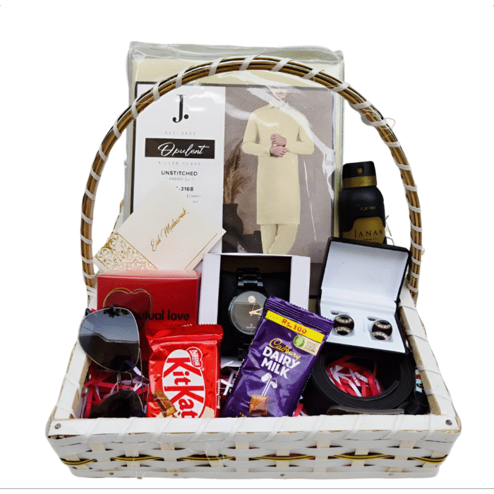 Premium gift basket with sweets, candles, and custom items – stylish hamper for any celebration or event