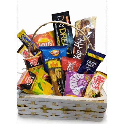 Luxury gift basket with chocolates, candles, and personalized items – elegant curated hamper for all occasions