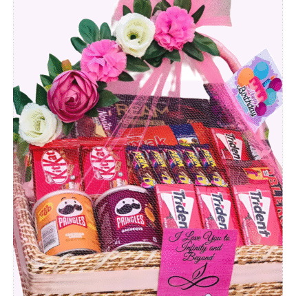 Premium gift basket with sweets, candles, and custom items – stylish hamper for any celebration or event