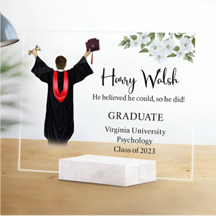 Custom graduation gift box with name mug, chocolate treats, and inspirational items – perfect gift for new graduates