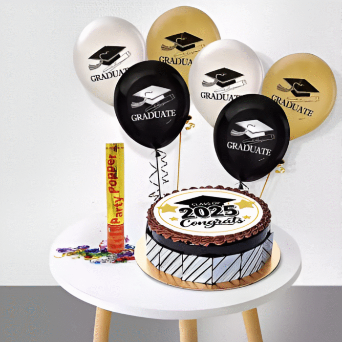 Custom graduation gift box with name mug, chocolate treats, and inspirational items – perfect gift for new graduates