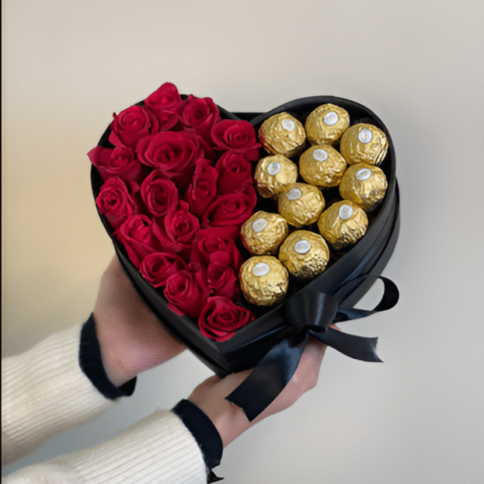 Valentine’s gift box with personalized mug, chocolates, keychain, and romantic accessories – perfect love gift for couples