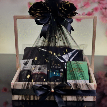 Romantic Valentine’s gift box featuring custom mug, chocolates, and love-themed accessories – ideal gift for him or her