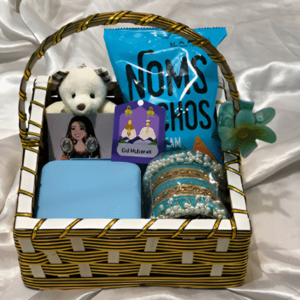Romantic Valentine’s gift box featuring custom mug, chocolates, and love-themed accessories – ideal gift for him or her